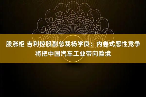 股涨柜 吉利控股副总裁杨学良：内卷式恶性竞争将把中国汽车工业带向险境