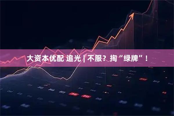 大资本优配 追光 | 不服？掏“绿牌”！