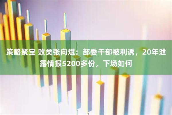 策略聚宝 败类张向斌：部委干部被利诱，20年泄露情报5200多份，下场如何